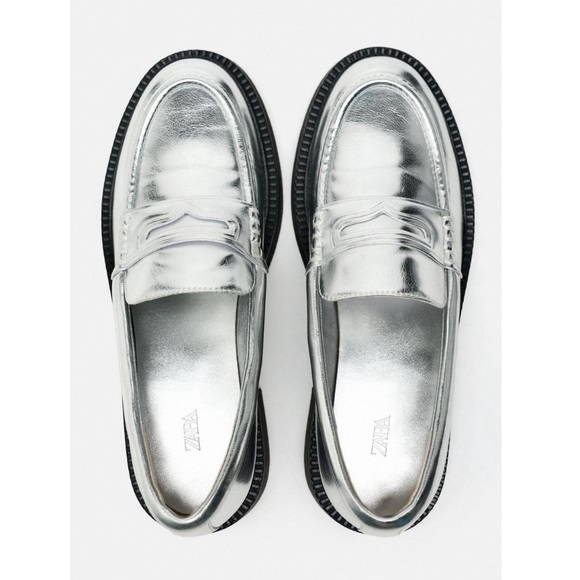 NWT Zara metallic loafers/ 6,5 - Picture 6 of 10